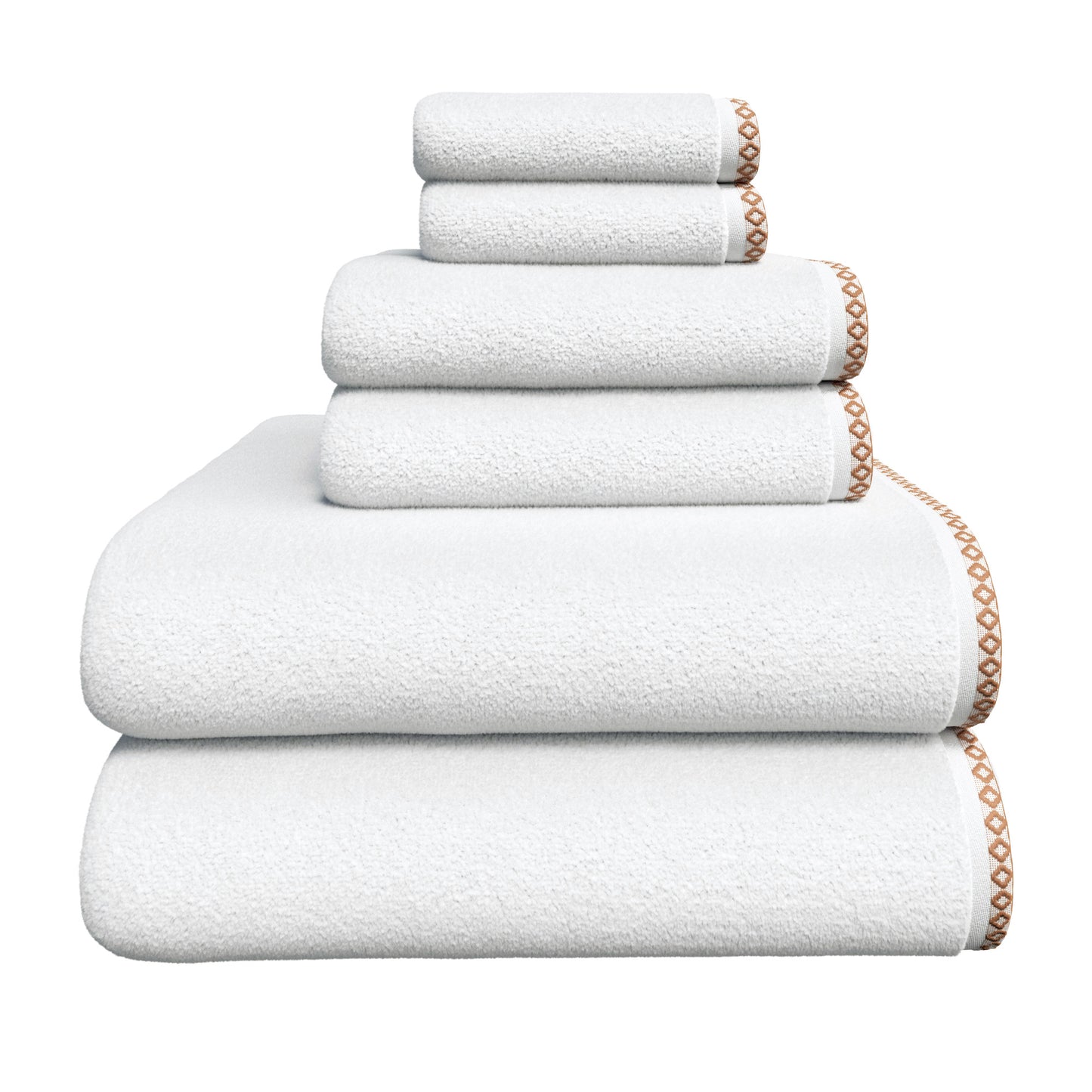 Cotton Border-Stitched 6-Piece Towel Set - Valery Collection