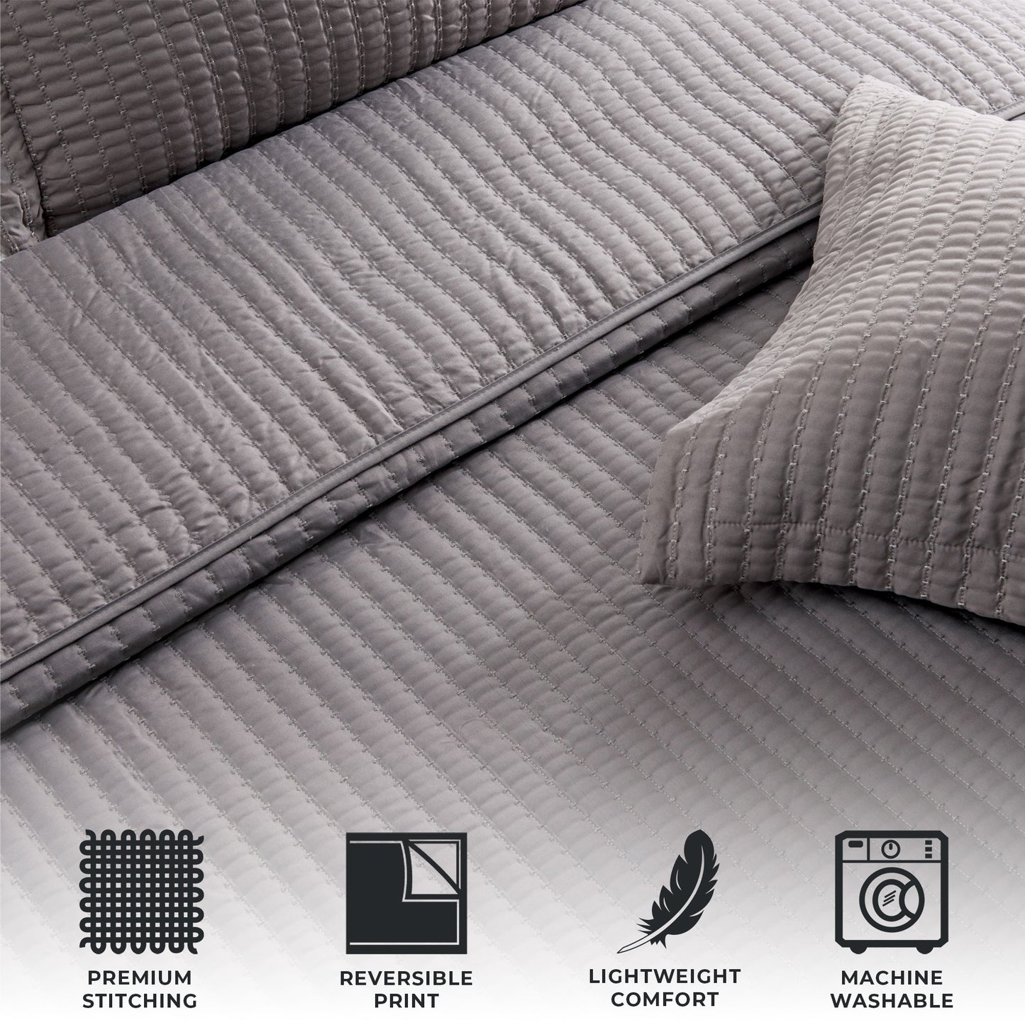3-Piece Solid Quilt - Alicia Collection