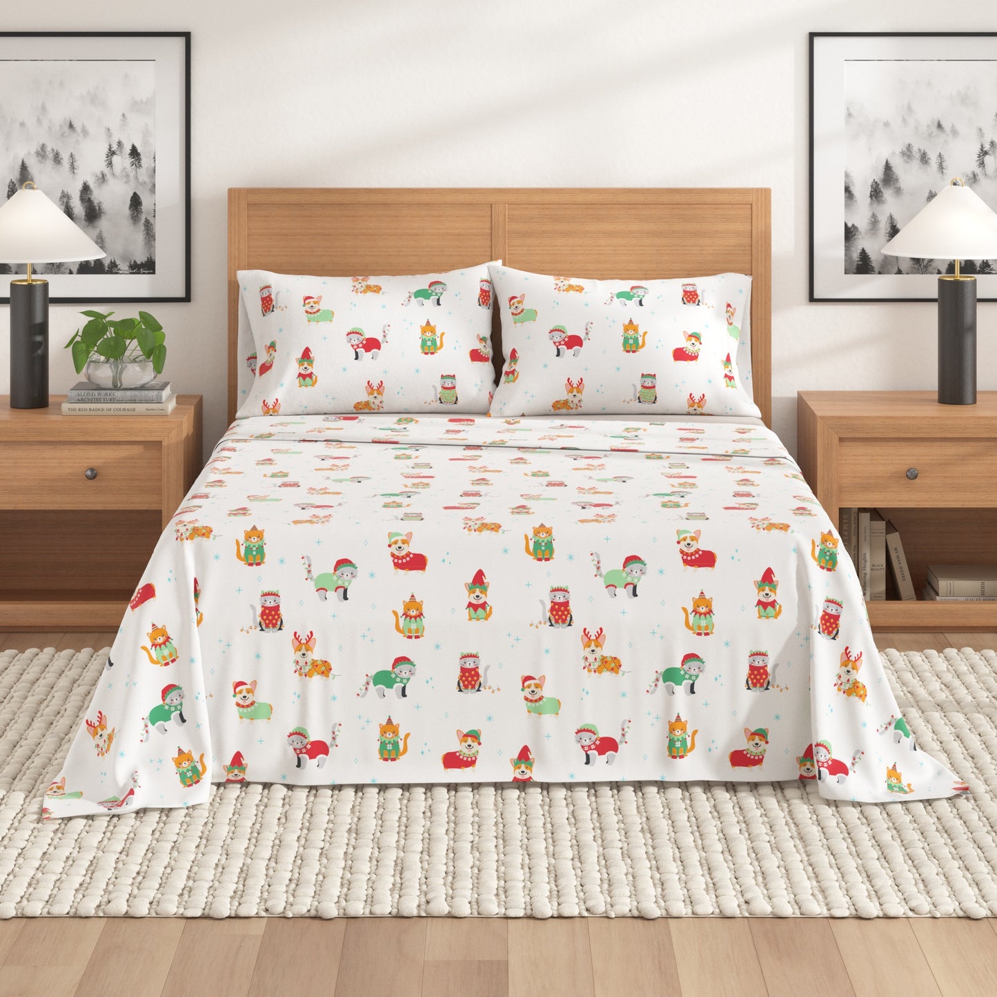 4-Piece Turkish Cotton Christmas Flannel Sheet - Whittaker Collection