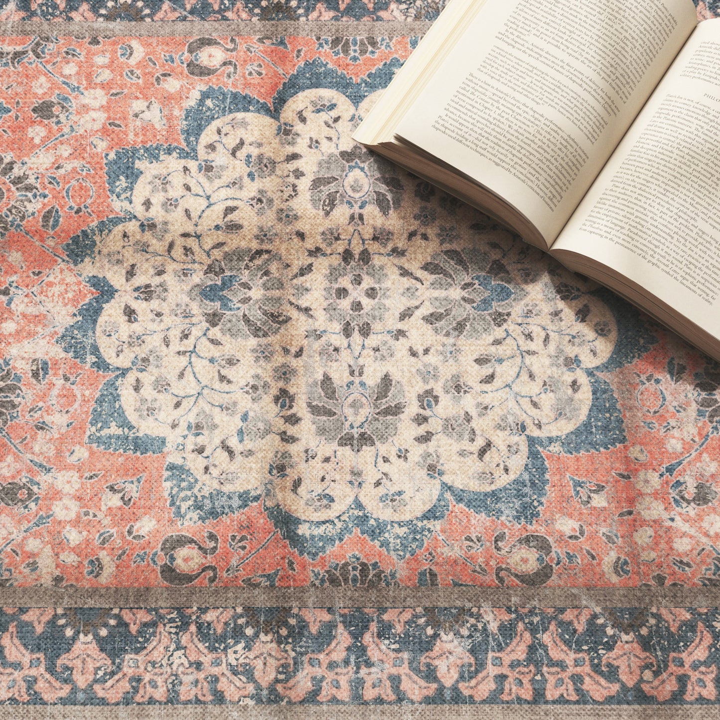 Ultra Soft Distressed Boho Inspired Machine Washable Area Rug