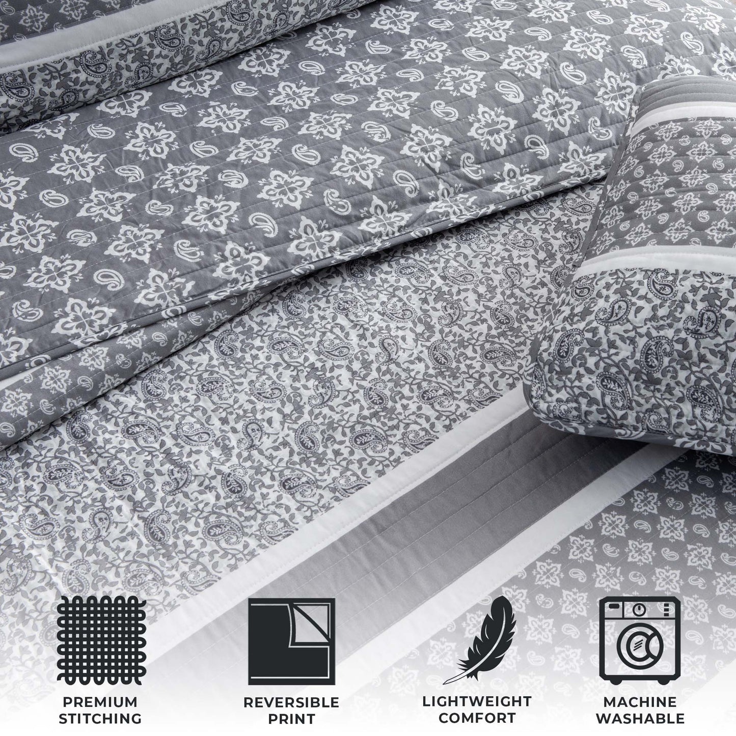 3-Piece Stripe Quilt - Kadi Collection
