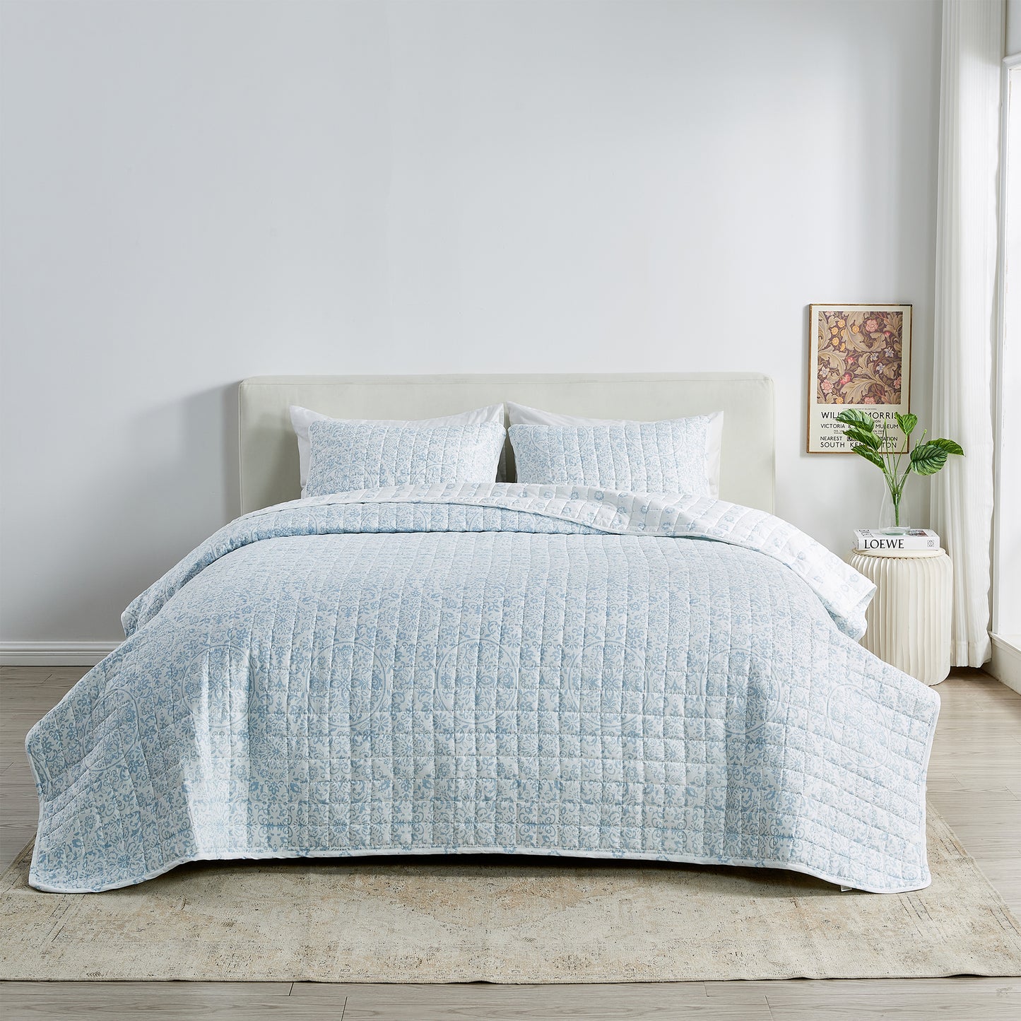 Floral Medallion Printed Microfiber Quilt Set - Kaleigh Collection