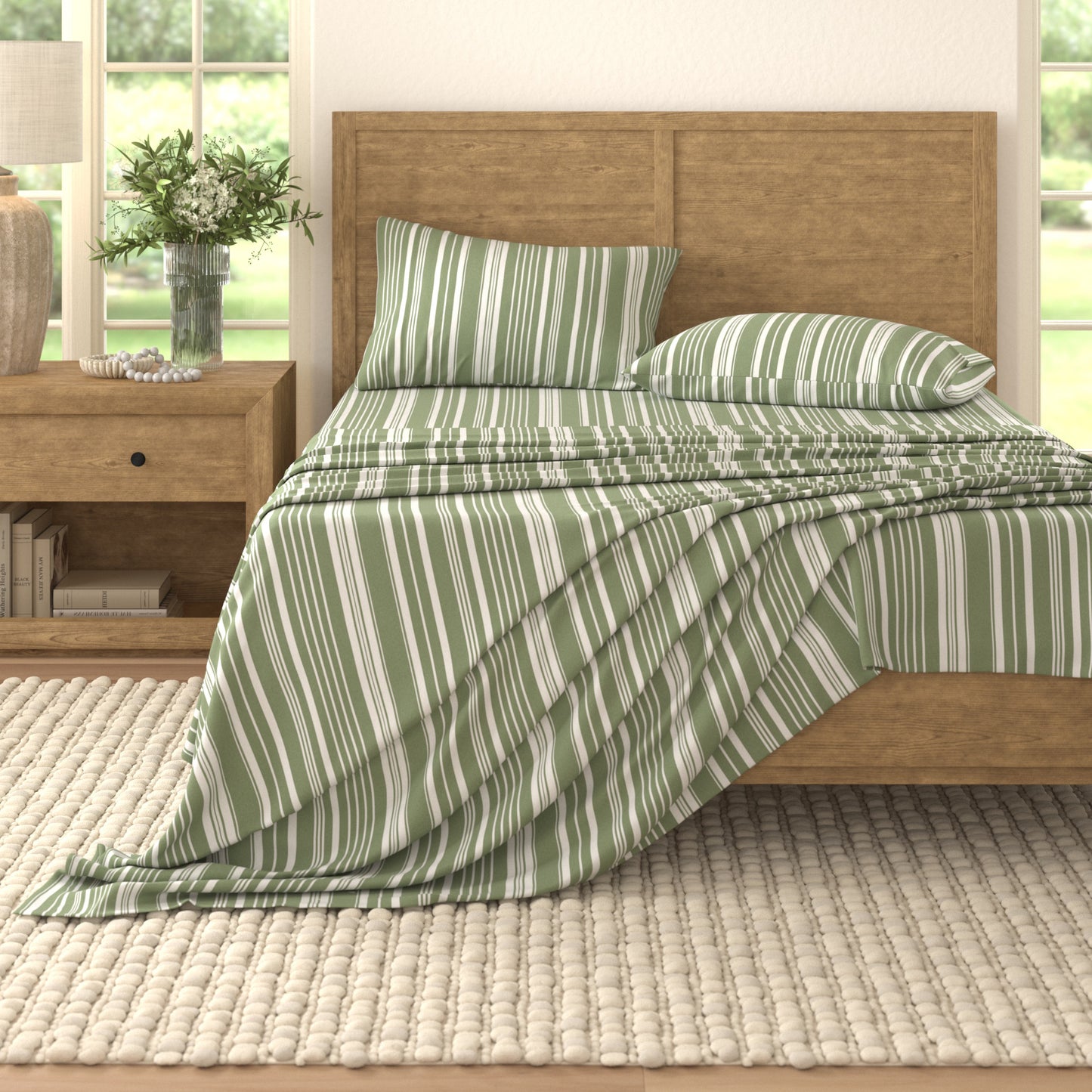 4-Piece Striped Microfiber Sheet Set - Elouise Collection