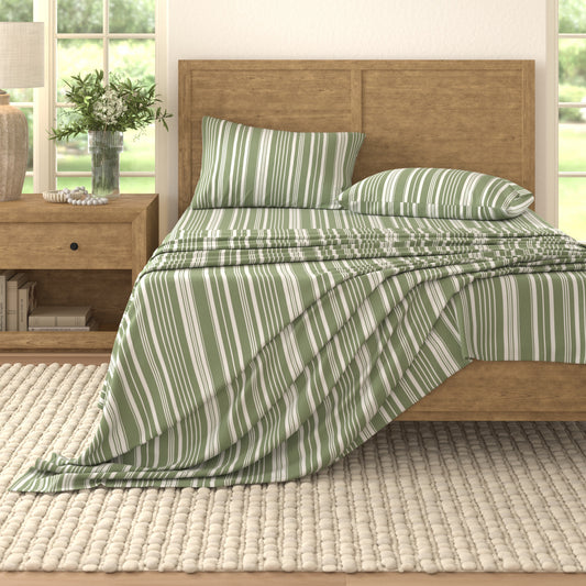 4-Piece Striped Microfiber Sheet Set - Elouise Collection