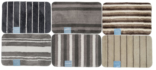 Microfiber Yarn Dye Striped Bath Rug with Rubber Back